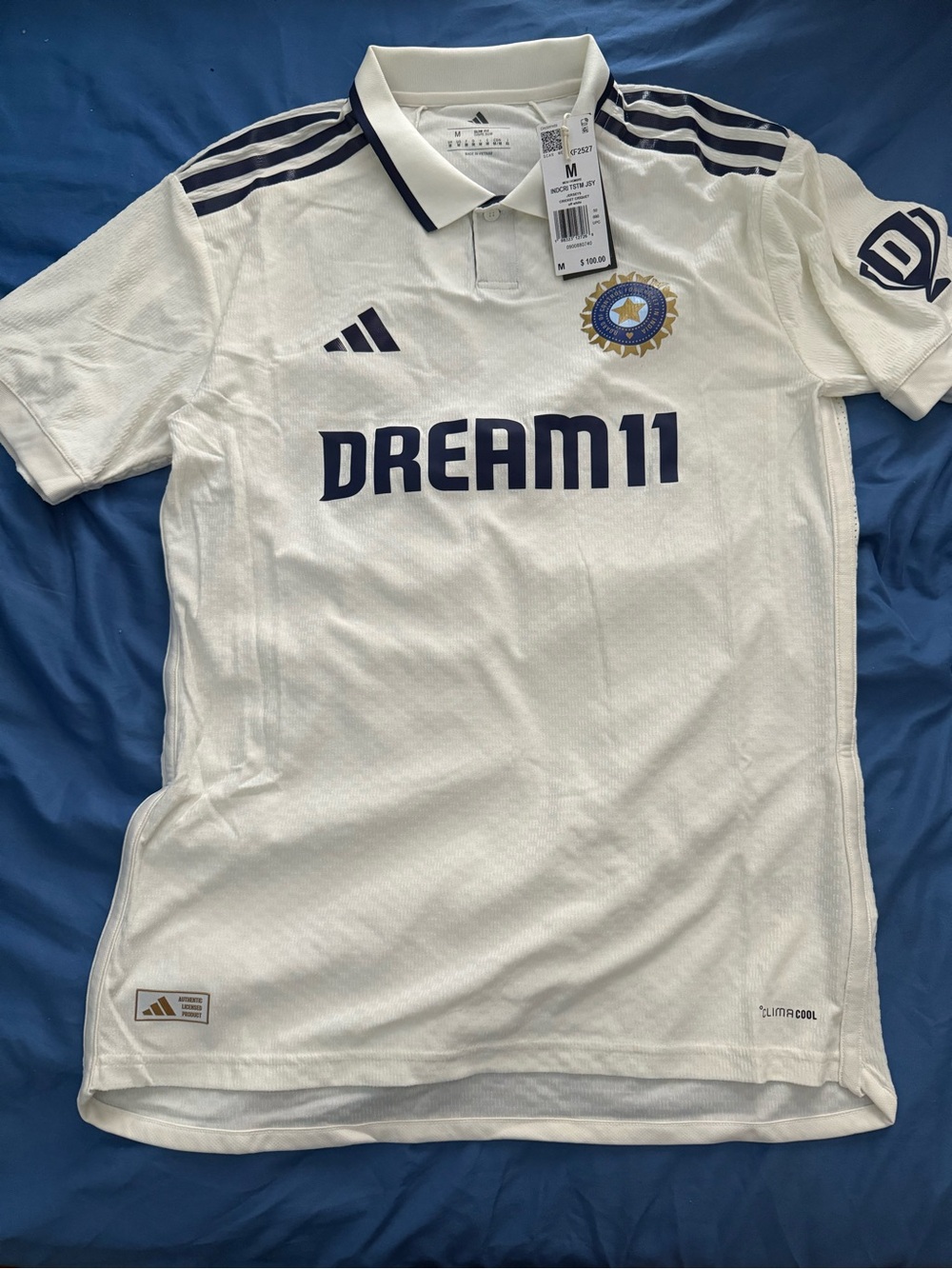 Adidas Men’s White Dream11 Cricket Polo Shirt - M or S